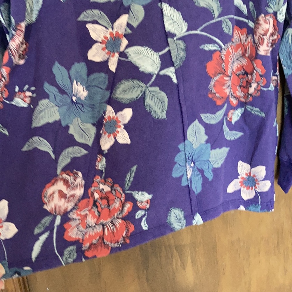 Coldwater Creek floral print top pullover seaming design on back casual S - Picture 12 of 17